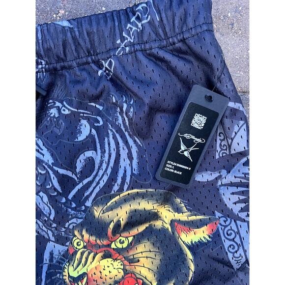NWT Ed Hardy Panther men's mesh shorts size L - Picture 2 of 4